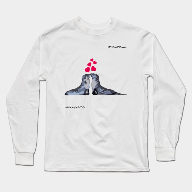 Valentine with seals Long Sleeve T-Shirt by Ocennyy